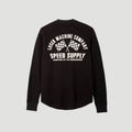 Loser Machine Company Speed Supply schwarzes Langarmshirt aus Waffelstrick mit Zielflaggen-Print auf dem Rücken.
